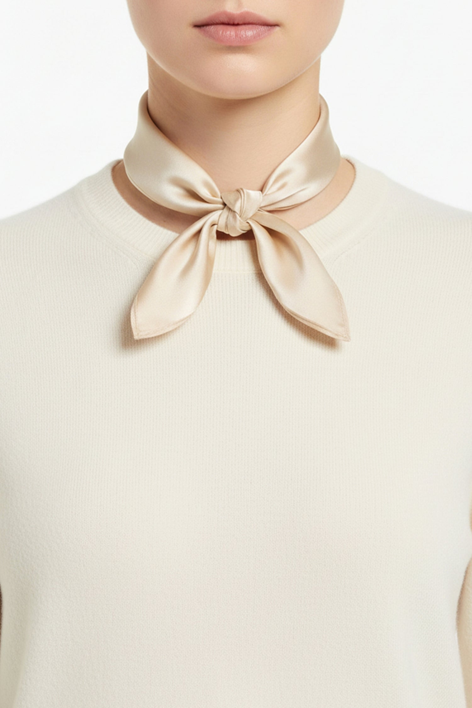 Beige silk bandana with tonal triangle color block design – Common Knit
