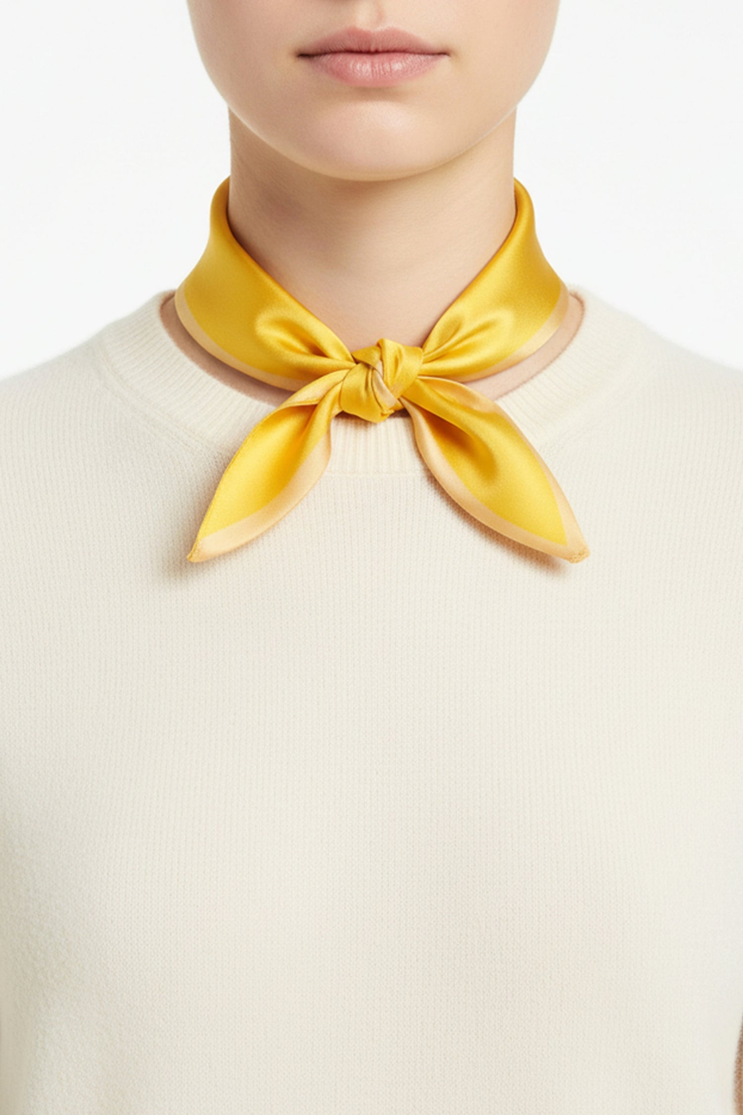 Yellow silk bandana with tonal triangle color block design – Common Knit