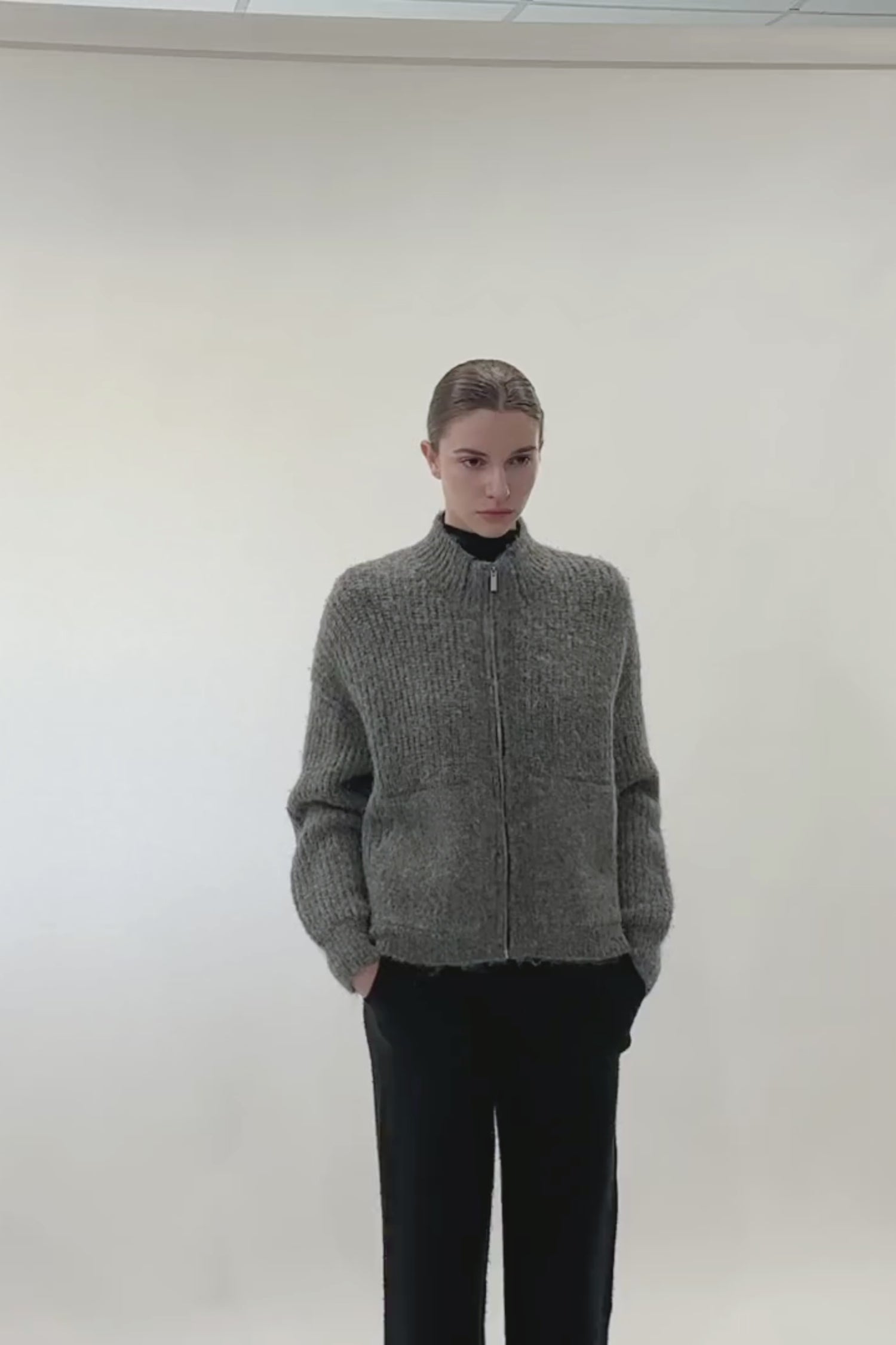 Alpaca Bomber Zip Cardigan