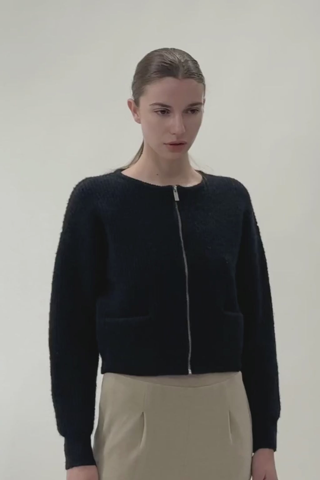 Rib Knit Zip Cardigan